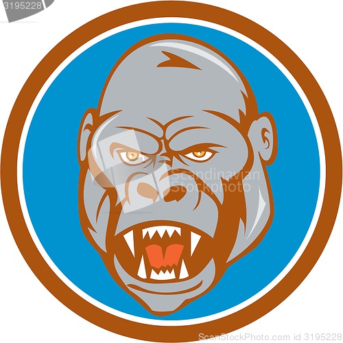 Image of Angry Gorilla Head Circle Cartoon