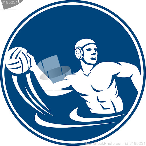 Image of Water Polo Player Throw Ball Circle Icon