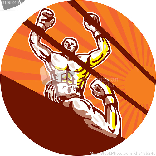 Image of Amateur Boxer Winning Circle Cartoon