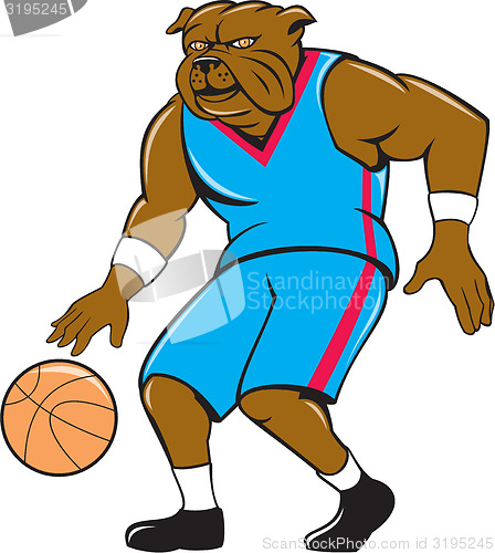 Image of Bulldog Basketball Player Dribble Cartoon