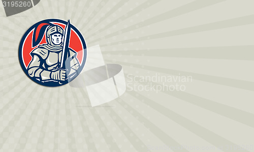 Image of Business card Knight Full Armor With Sword Circle Retro
