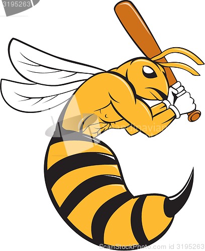 Image of Killer Bee Baseball Player Bat Cartoon