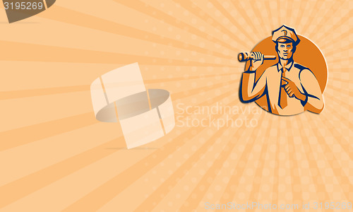 Image of Business card Policeman Flashlight Torch Pointing Retro