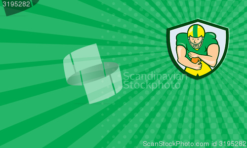 Image of Business card American Football Running Back Shield Cartoon