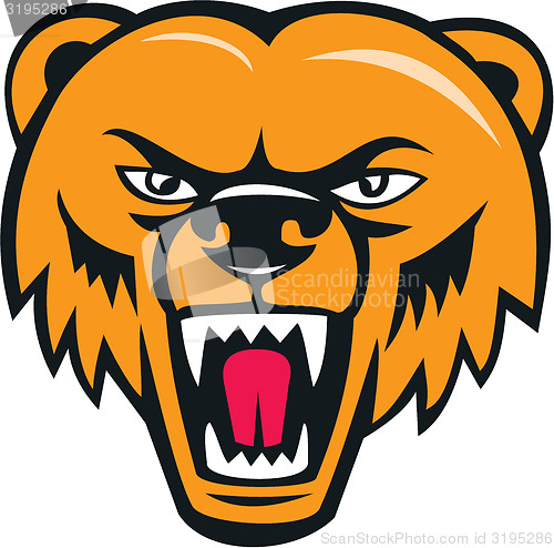 Image of Grizzly Bear Angry Head Cartoon