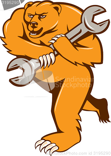 Image of Grizzly Bear Mechanic Spanner Circle Isolated