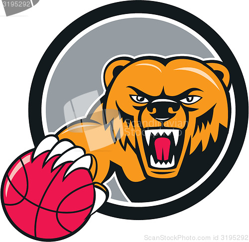 Image of Grizzly Bear Angry Head Basketball Cartoon