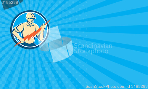 Image of Business card Electrician Holding Lightning Bolt Circle Retro