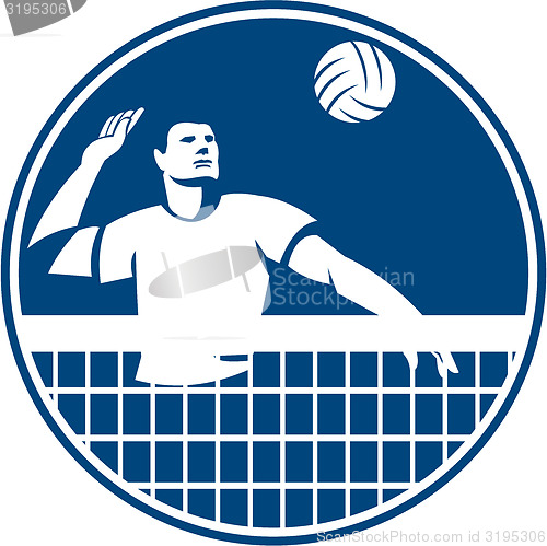 Image of Volleyball Player Spiking Ball Circle Icon
