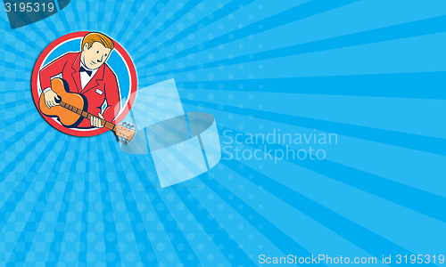 Image of Business card Musician Guitarist Playing Guitar Circle Cartoon