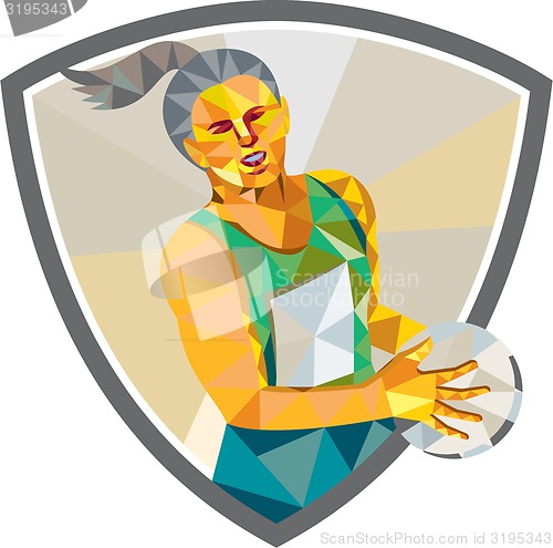 Image of Netball Player Holding Ball Low Polygon