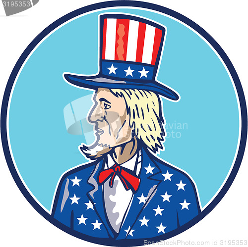 Image of Uncle Sam Top Hat American Flag Cartoon