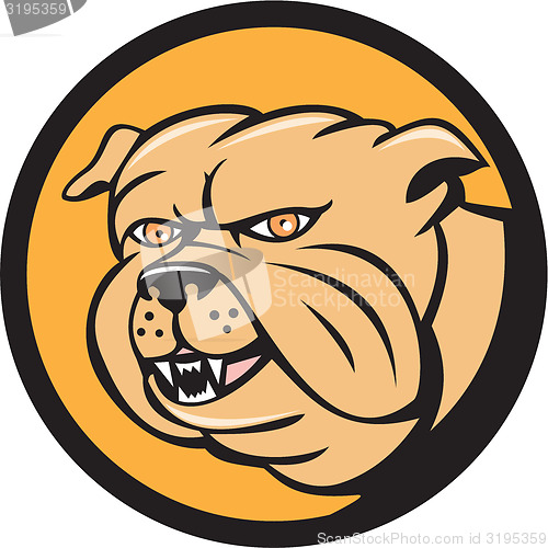 Image of Bulldog Head Circle Cartoon