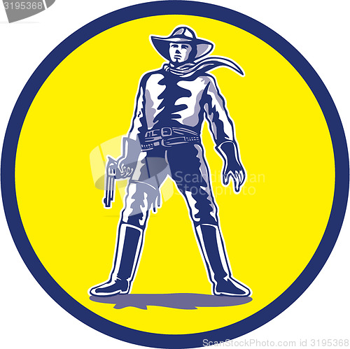 Image of Cowboy Standing With Pistol Cartoon