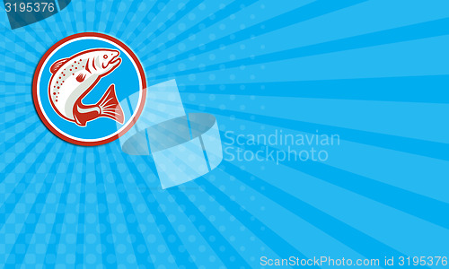 Image of Business card Trout Fish Jumping Circle Retro