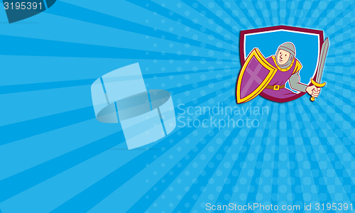 Image of Business card Medieval Knight Shield Sword Cartoon
