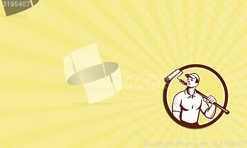 Image of Business card Handyman House Painter Paint Roller Circle Retro