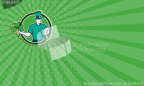 Image of Business card Irish Rugby Player Holding Shamrock