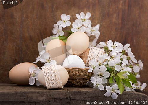 Image of Easter eggs and  flowers 