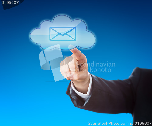 Image of Corporate Person Touching Email In Cloud Symbol