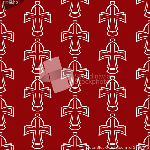 Image of Vector seamless background. White cross on a red