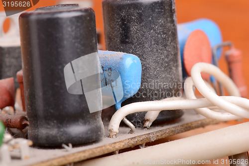 Image of close-up of old electronic circuit board