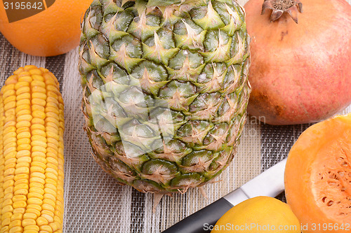 Image of fresh pineapple and vegetables