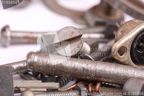 Image of Different screws and other parts, close up