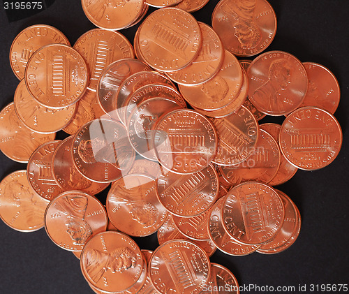 Image of Dollar coins 1 cent wheat penny cent