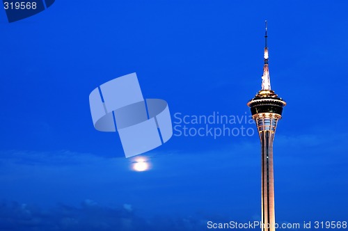 Image of Top of tower over sky