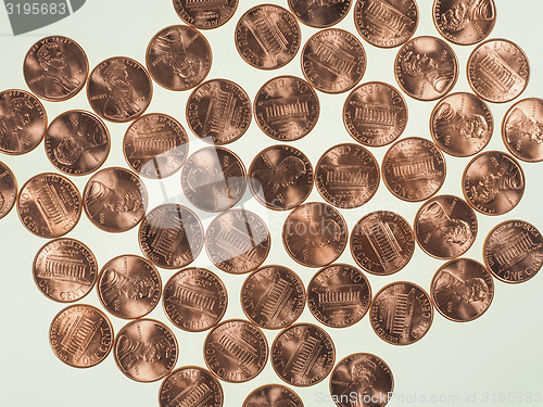 Image of Dollar coins 1 cent wheat penny cent