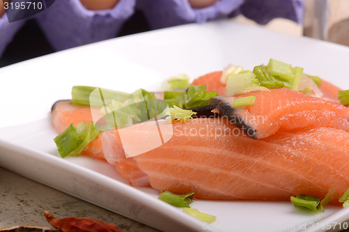 Image of Slice of red fish salmon