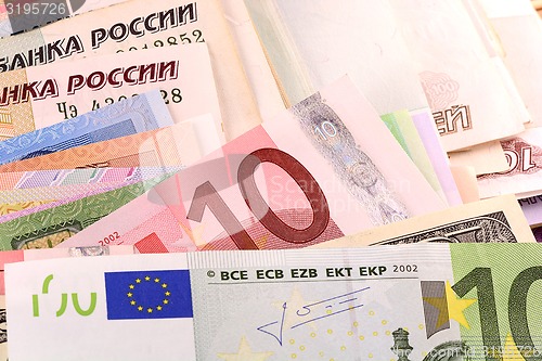 Image of european and american money background