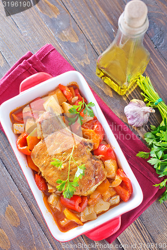 Image of baked vegetables with meat