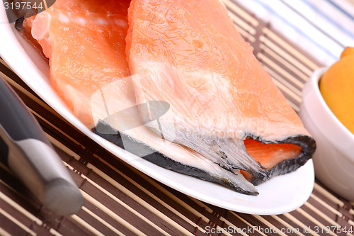 Image of Slice of red fish salmon
