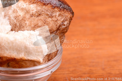 Image of close up, a slice of traditional bread