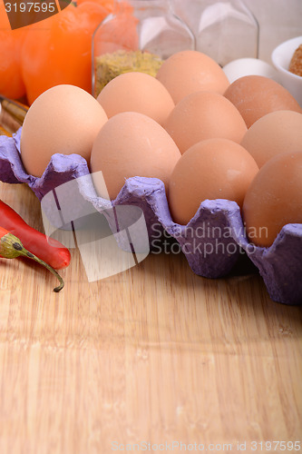 Image of Chicken eggs in egg tray