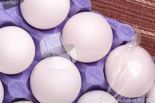 Image of Chicken eggs in egg tray