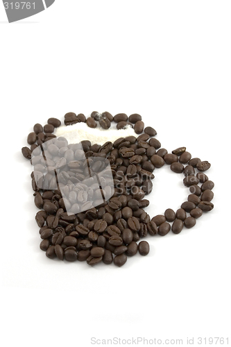 Image of Isolated Coffee Mug and Creamer out of Coffee Beans