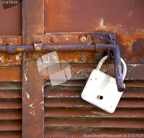 Image of abstract cross   steel  padock in a       varese italy mornago