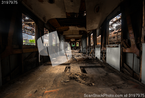 Image of Messy vehicle interior of a train carriage