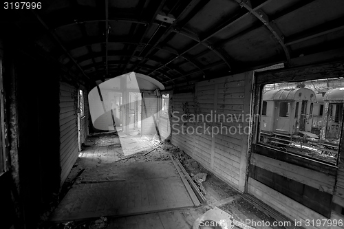 Image of Messy vehicle interior of a train carriage