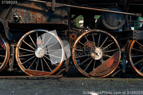 Image of Wheels of an old train