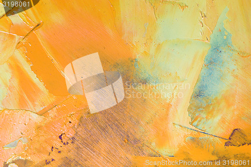 Image of Part of the surface colorful oil painting. macro