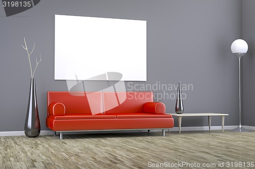 Image of grey room with a sofa