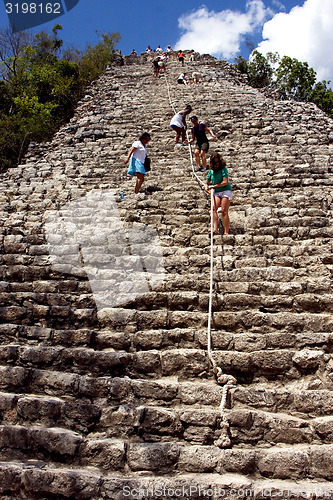 Image of the stairs of coba\' temple in mexico