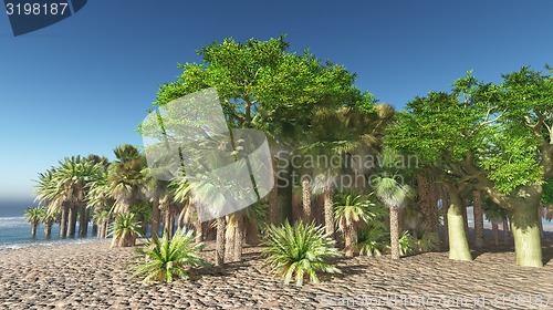 Image of Lush oasis landscape on desert