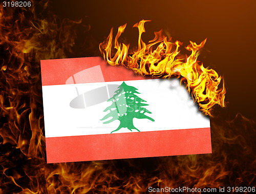 Image of Flag burning - Lebanon