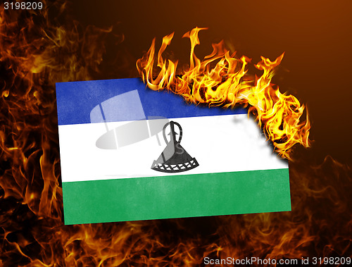 Image of Flag burning - Lesotho