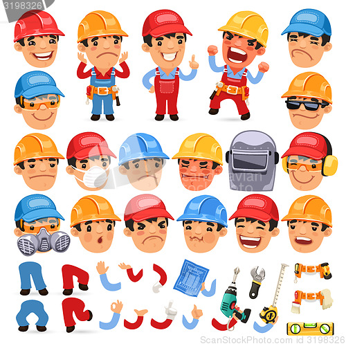 Image of Set of Cartoon Worker Character for Your Design or Aanimation
